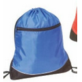 Nylon Drawstring Backpack w/ Front Zipper Pocket